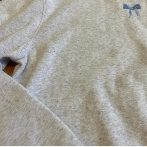Gray Sweatshirt with Blue Bow Accent - Picture 2 of 5